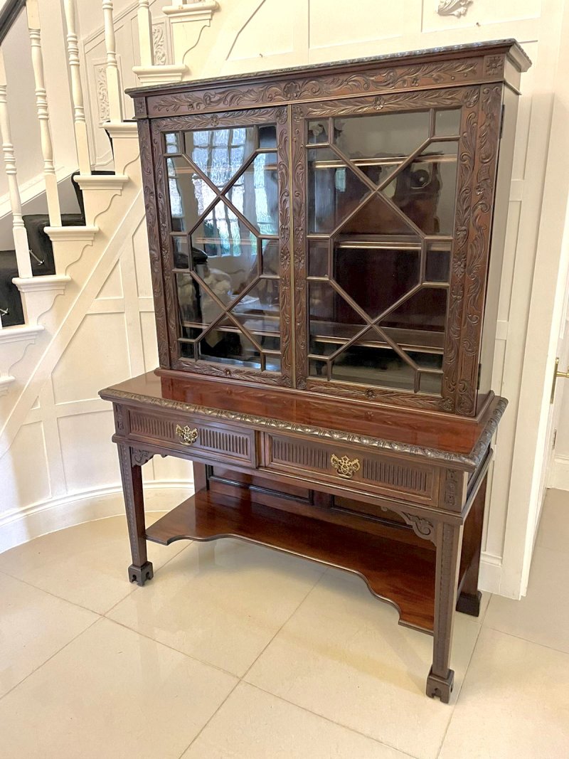 Antique Victorian Quality Carved Mahogany Display Cabinet by James Winter & Sons, London - Image 4